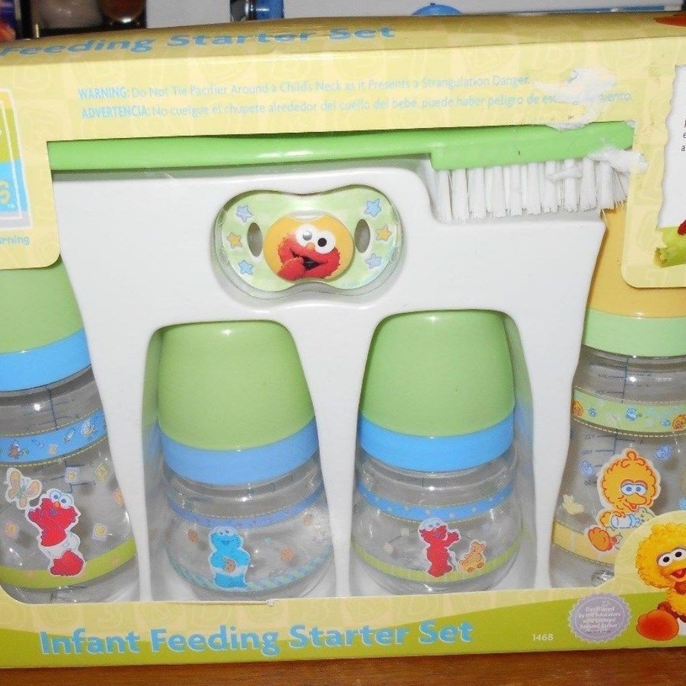 Rare 6 Pc Sesame Street Beginners Feeding Set Gift